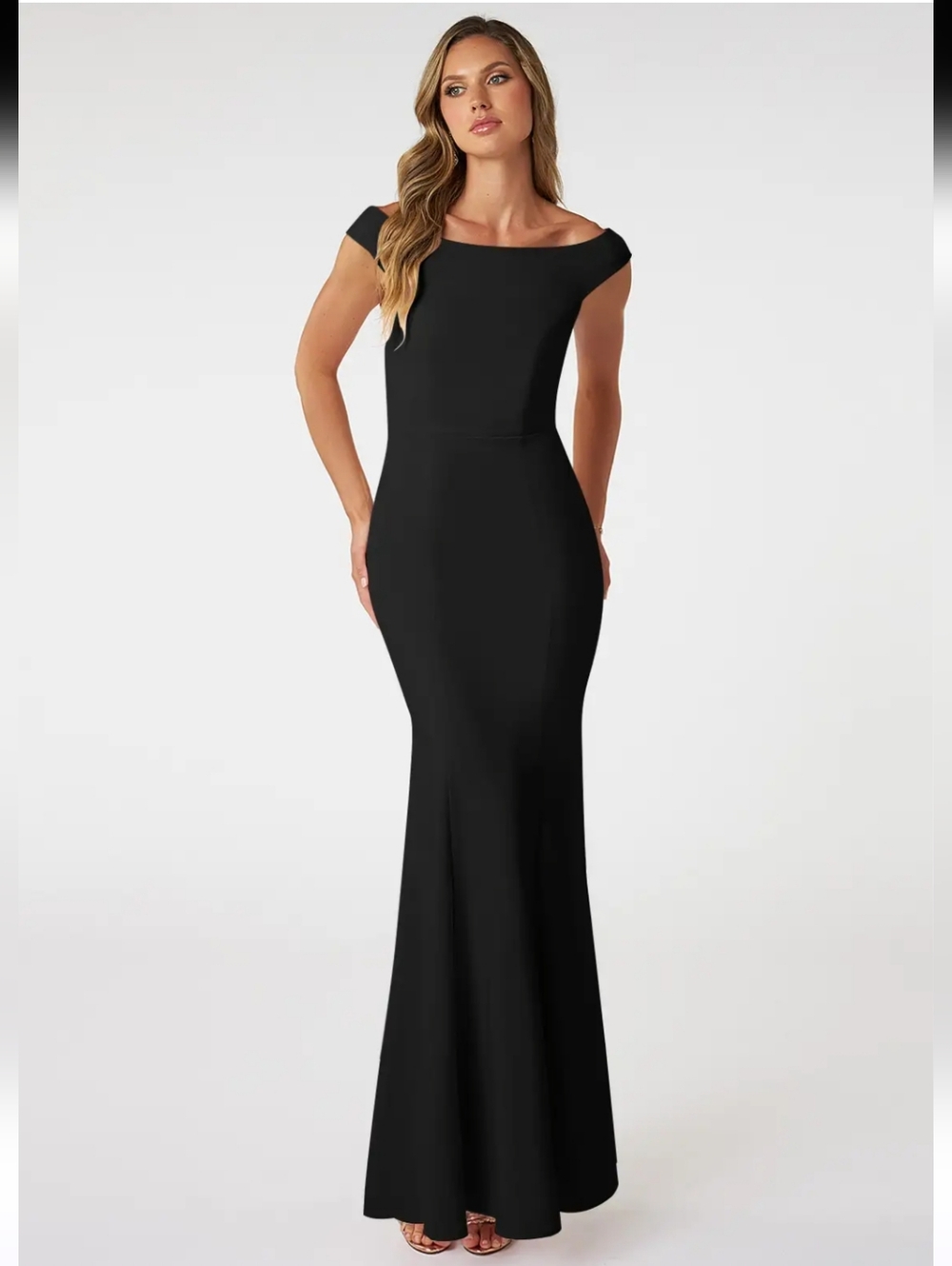 Azazie Nicolina Black Mermaid Stretch Bridesmaid Dress Size A10